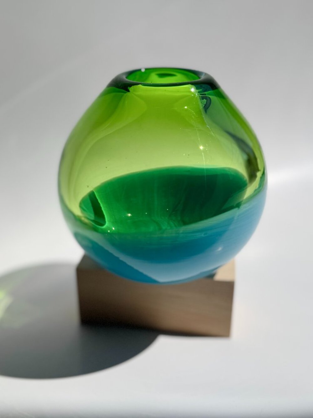 Ball Glass Bud Vase Blue & Green - Picture 10 of 17